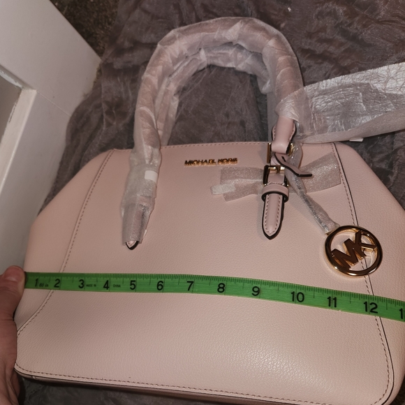 Michael Kors Charlotte Leather Satchel in Powder Blush - Picture 10 of 12